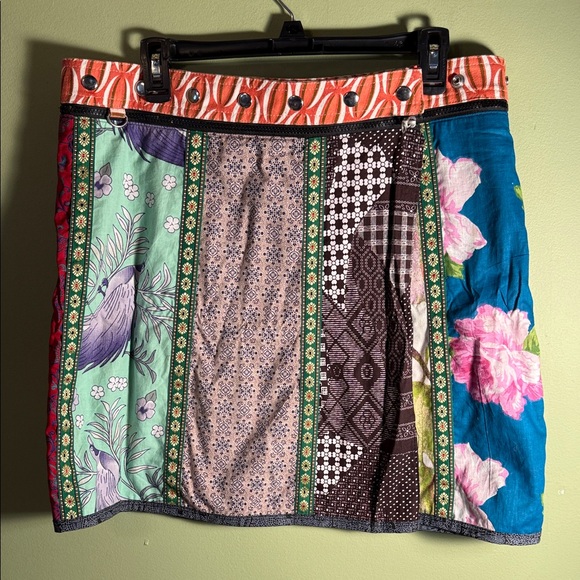 Zand Amsterdam Dresses & Skirts - Patchwork Floral Mini Skirt in Teal, Pink & Green